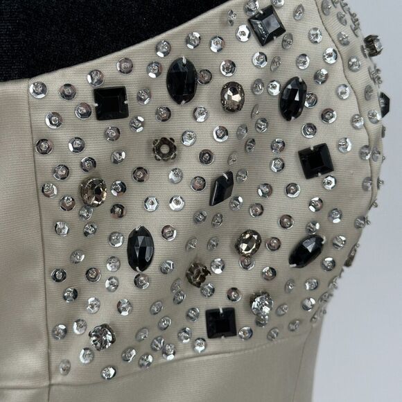 Tahari Womens Strapless Cocktail Dress Size 6 Rhinestones Sequins Party Glam - Picture 7 of 12